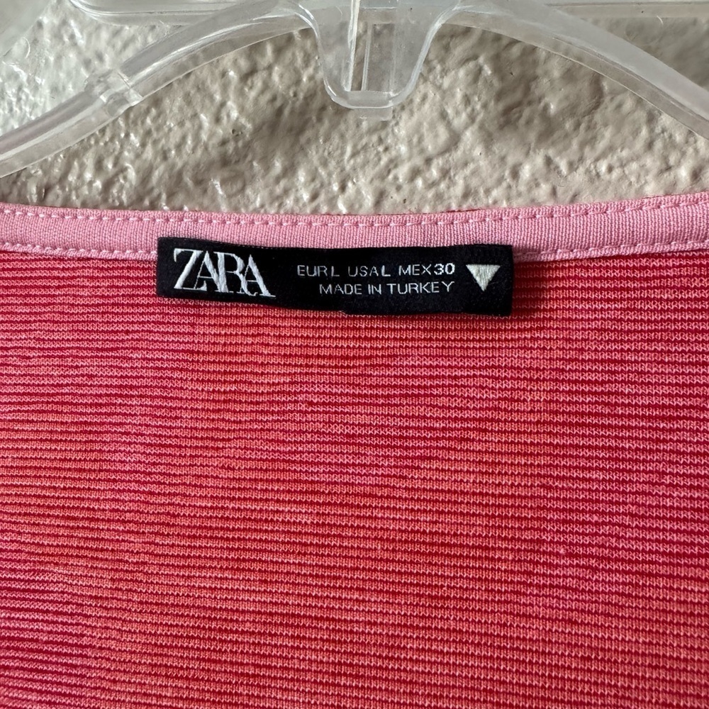 Zara Women Pink Sweetheart Top Jacquard Floral - Picture 3 of 5